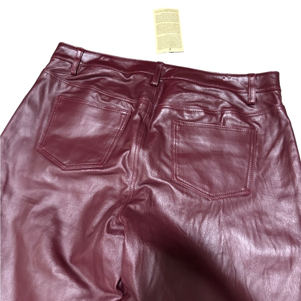 Jessica London Genuine Leather Pants Women Size 18W Maroon Straight Leg Moto NWT - Picture 11 of 15